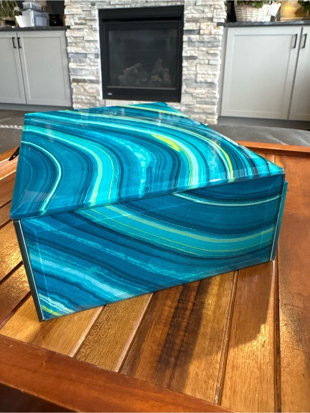 Nicole Miller Home Teal Blue Large Designer Jewelry / Vanity Box